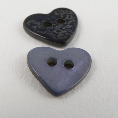23mm Bluey-Lilac Heart Shell 2 Hole Button