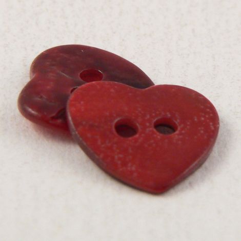 12mm Red Heart Shell 2 Hole  Button