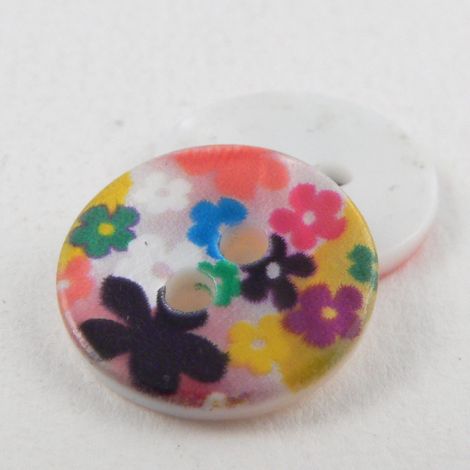 15mm Abstract Flower River Shell 2 Hole Button