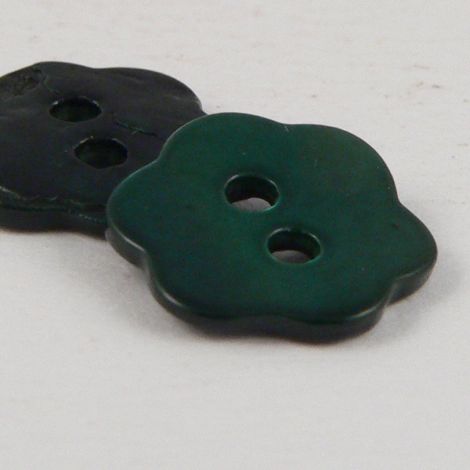 12mm Emerald Green Flower Agoya Shell 2 Hole Button