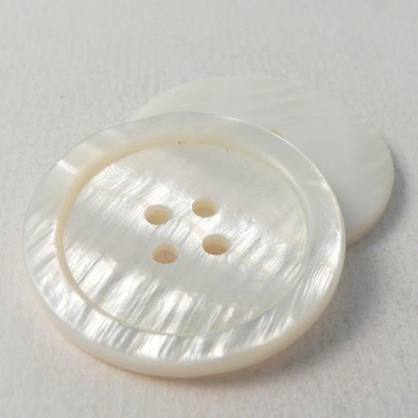 28mm White MOP Shell 4 Hole Button With Rim