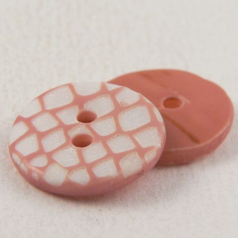 15mm Pink Italian Snake Skin Effect River Shell 2 Hole Button