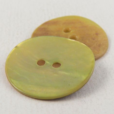 23mm Yellow-Green Round Agoya Shell 2 Hole Button