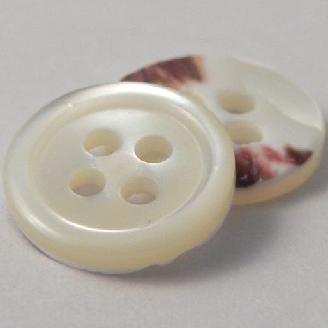 15mm MOP Natural/White Shell 4 Hole Button With Rim