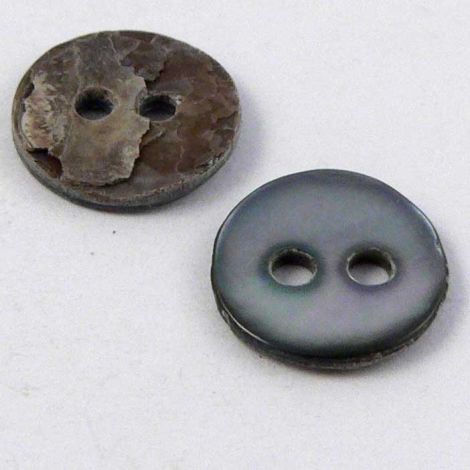9mm Smoke Round Agoya Shell 2 Hole Button