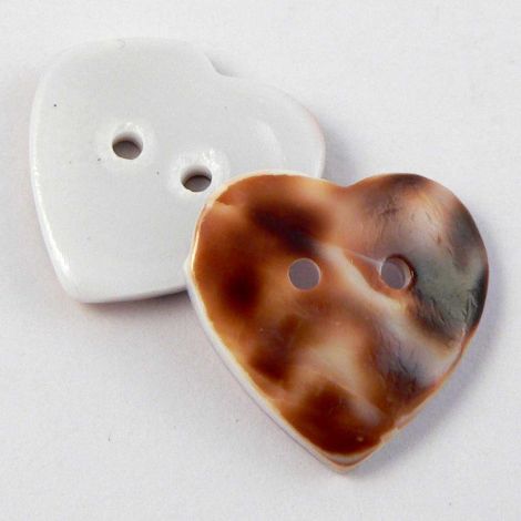 17mm Tortoise Shell Heart Shell 2 Hole Button