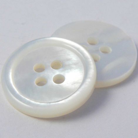 15mm MOP Ivory Shell 4 Hole Button With Rim