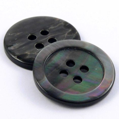 20mm MOP Smoke Shell 4 Hole Button With Flat Rim
