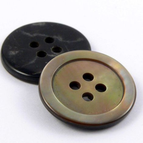 20mm MOP Brown Shell 4 Hole Button With Flat Rim