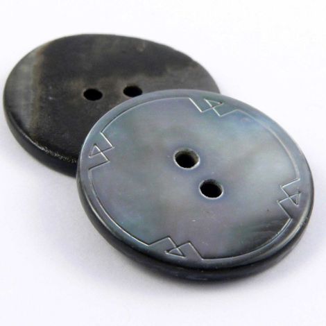 25mm MOP Smoke Shell 2 Hole Button With Ornate Rim