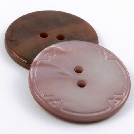 25mm MOP Brown Shell 2 Hole Button With Ornate Rim