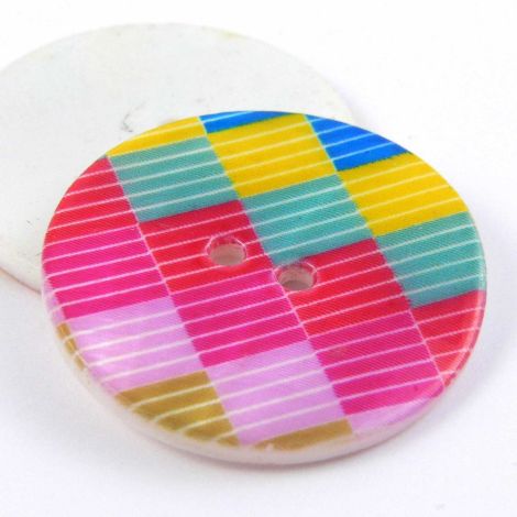28mm Purple Square Patterned River Shell 2-Hole Button