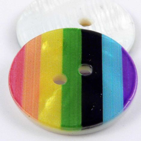 23mm Bright Striped Patterned River Shell 2-Hole Button