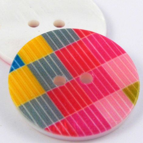 28mm Pink Square Patterned River Shell 2-Hole Button