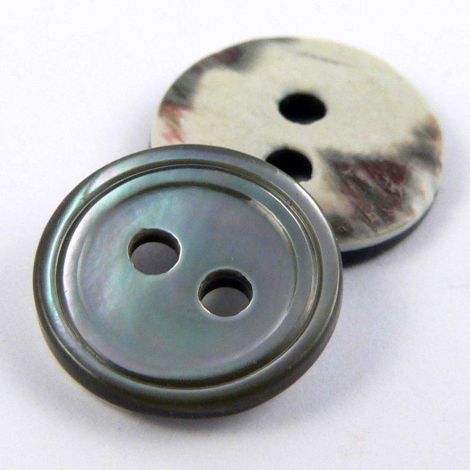 11mm MOP Smoke Shell 2 Hole Button With Double Rim