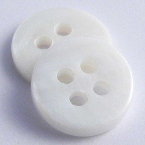 11mm Round White River Shell 4 Hole Button