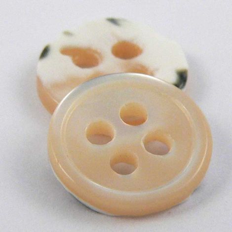 8mm Cream MOP Trochus Shell 4 Hole Button With Rim