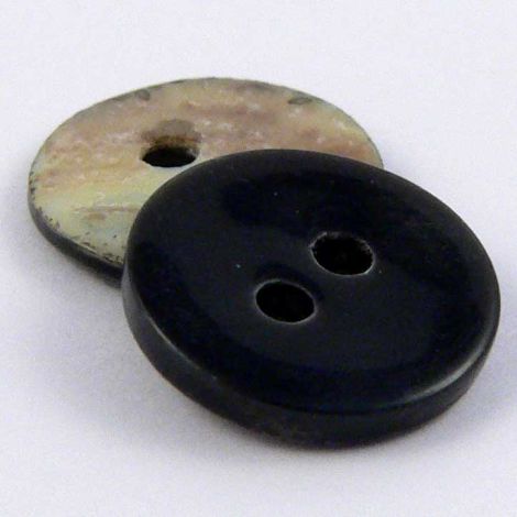 10mm Glossy Black Agoya Shell 2 Hole Button