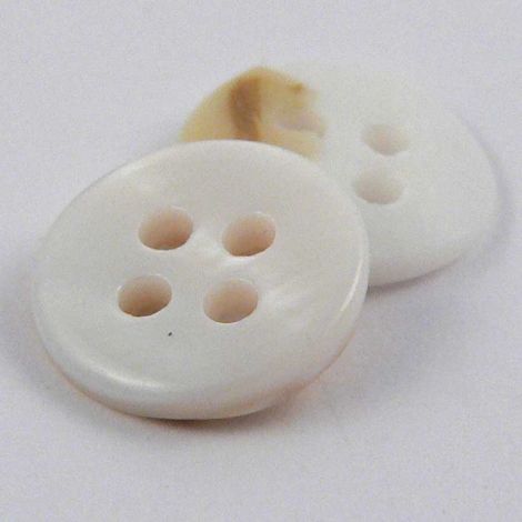 10mm Round White River Shell 4 Hole Button