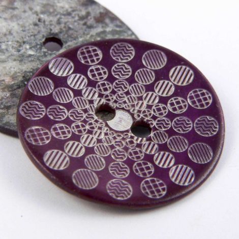 15mm Purple Circles Agoya Shell 2 Hole Button