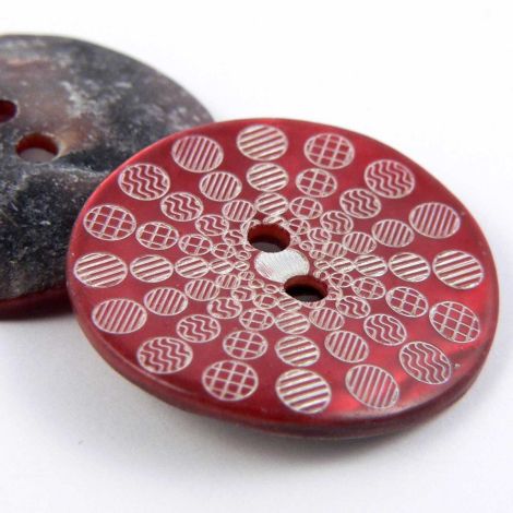 15mm Red Circles Agoya Shell 2 Hole Button