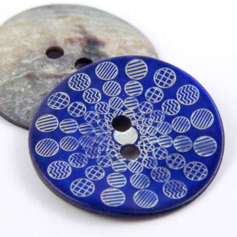 20mm Blue Circles Agoya Shell 2 Hole Button