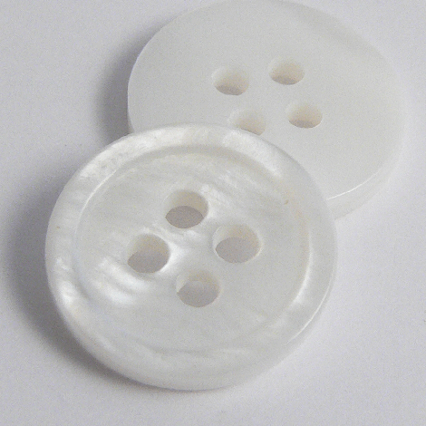15mm White Shell 4 Hole Button With Rim