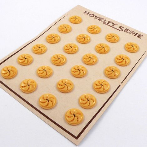 17mm Yellow Marble Fan Vintage 2 Hole Button  