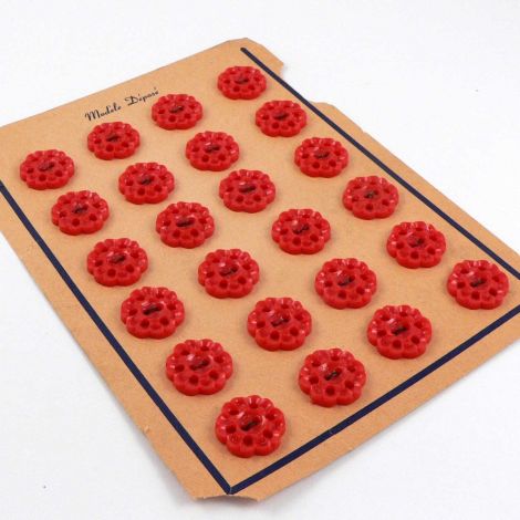 18mm Red Flower Vintage 2 Hole Button  