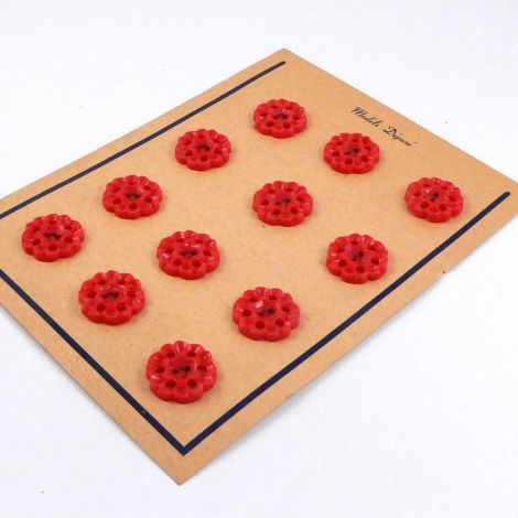 20mm Red Flower Vintage 2 Hole Button  