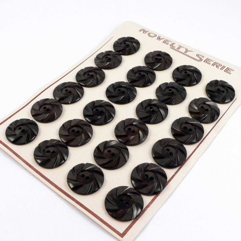 22mm Chocolate Brown Ornate Rim Vintage 2 Hole Button  