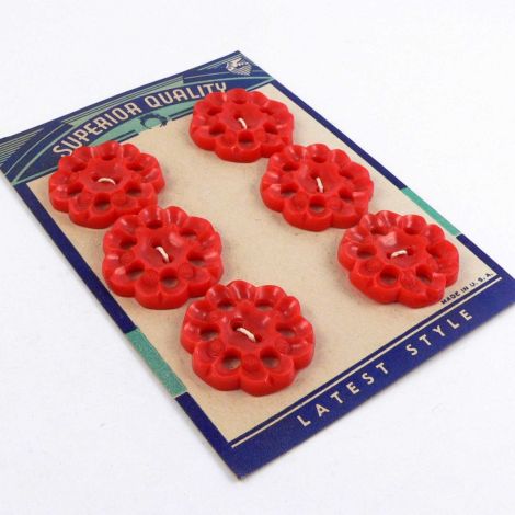 26mm Red Flower Vintage 2 Hole Button  