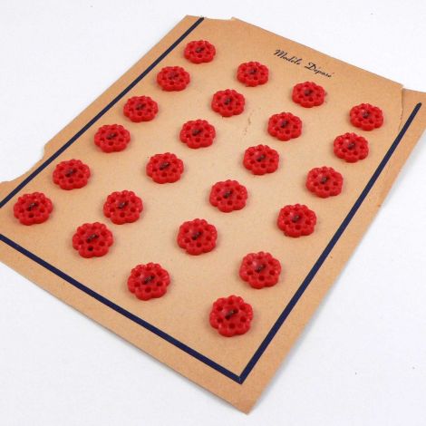 14mm Red Flower Vintage 2 Hole Button  