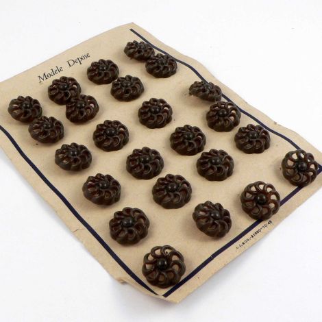 18mm Brown 3D Flower Vintage Shank Button  