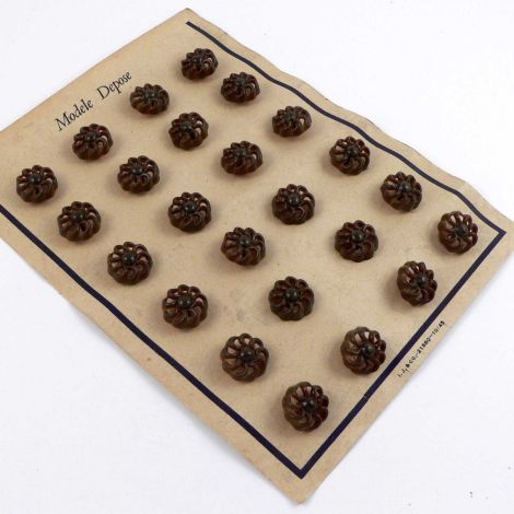 14mm Brown 3D Flower Vintage Shank Button  