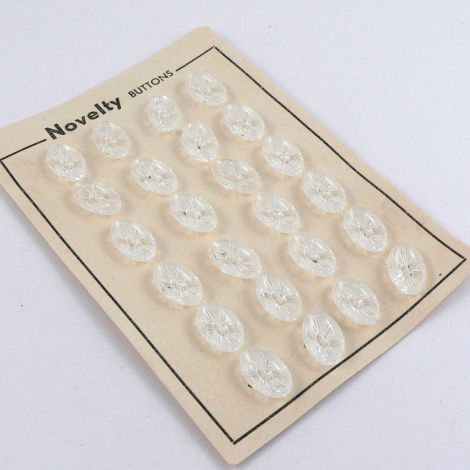 11mm Clear Oval Vintage  2 Hole Button  