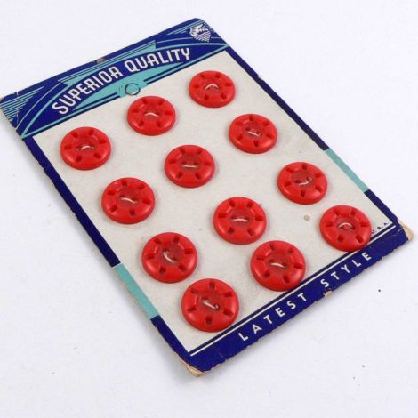 14mm Red Wheel Vintage 2 hole Button  