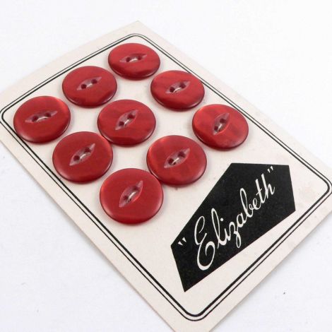 18mm Pearl Red Fisheye Vintage 2 hole Button  