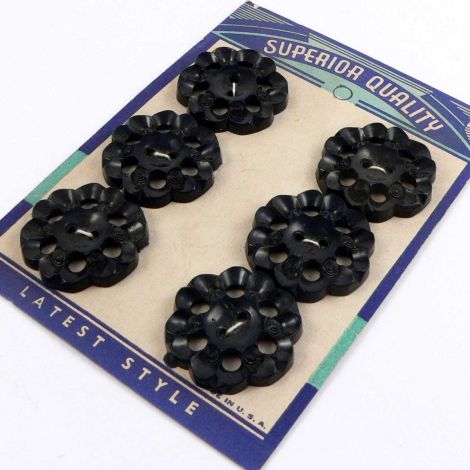 27mm Black Flower Vintage 2 Hole Button  