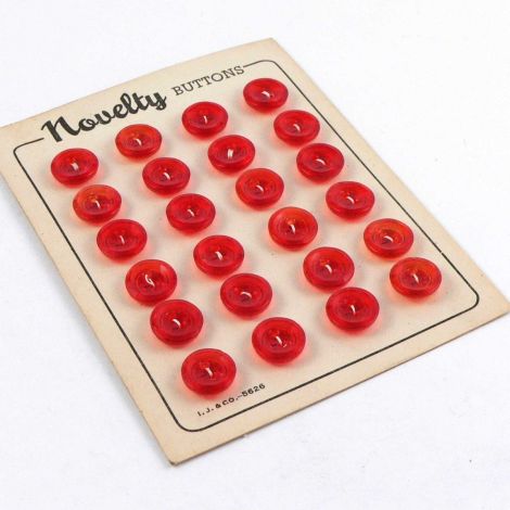 11mm Red Glass Vintage 2 Hole Button  