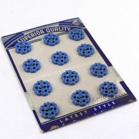 14mm Blue Flower Vintage 2 Hole Button  