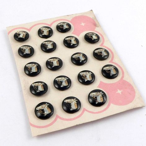 12mm Horse Head on Black Vintage Shank Button  