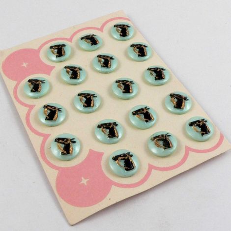 12mm Horse Head on Mint Green Vintage Shank Button  