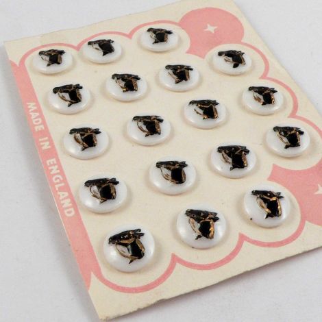 12mm Horse Head on White Vintage Shank Button  