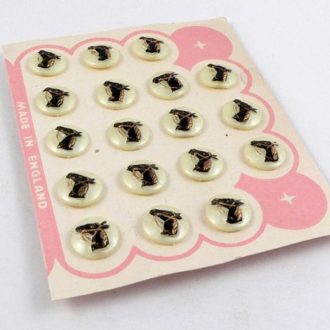 12mm Horse Head on Cream Vintage Shank Button  