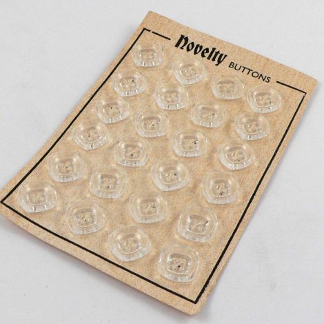 13mm Clear Square Vintage 4 Hole Button  