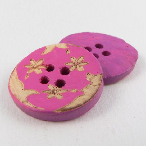 20mm Pink Coconut Flower 4 Hole Button