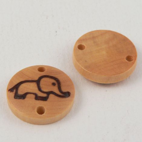 15mm Wooden Elephant 2 Hole Embellishment Button