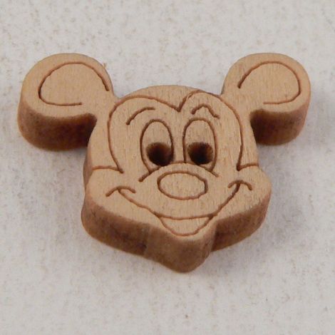 18mm Mickey Mouse Face 2 Hole Wood Button