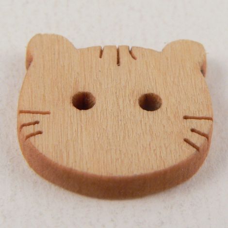 20mm Wooden Cat Face Animal 2 Hole Button